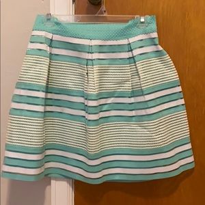 Mini skirt, teal and white striped